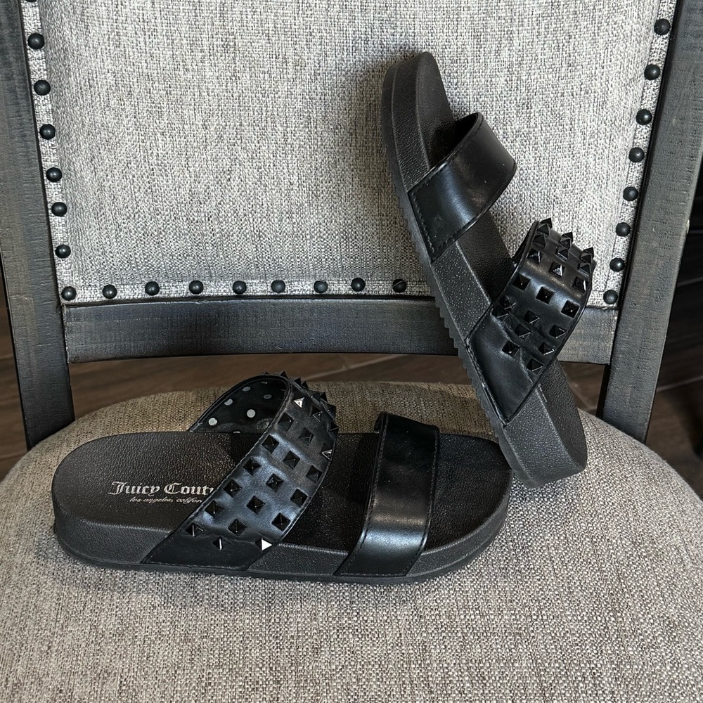 Juicy Couture Black Studded Slide Sandals